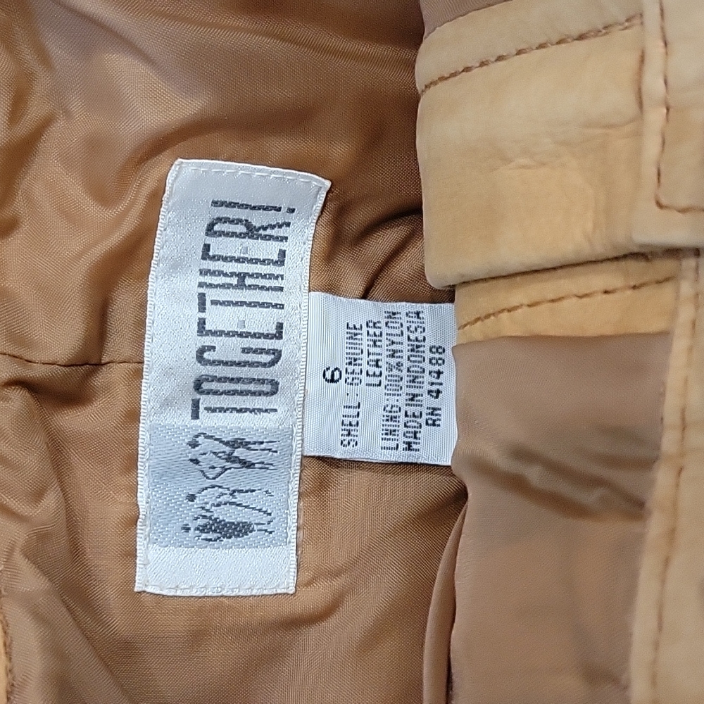 Vintage 80s 90s high waist tapered  camel leather  pants. Size 6 - Picture 3 of 13